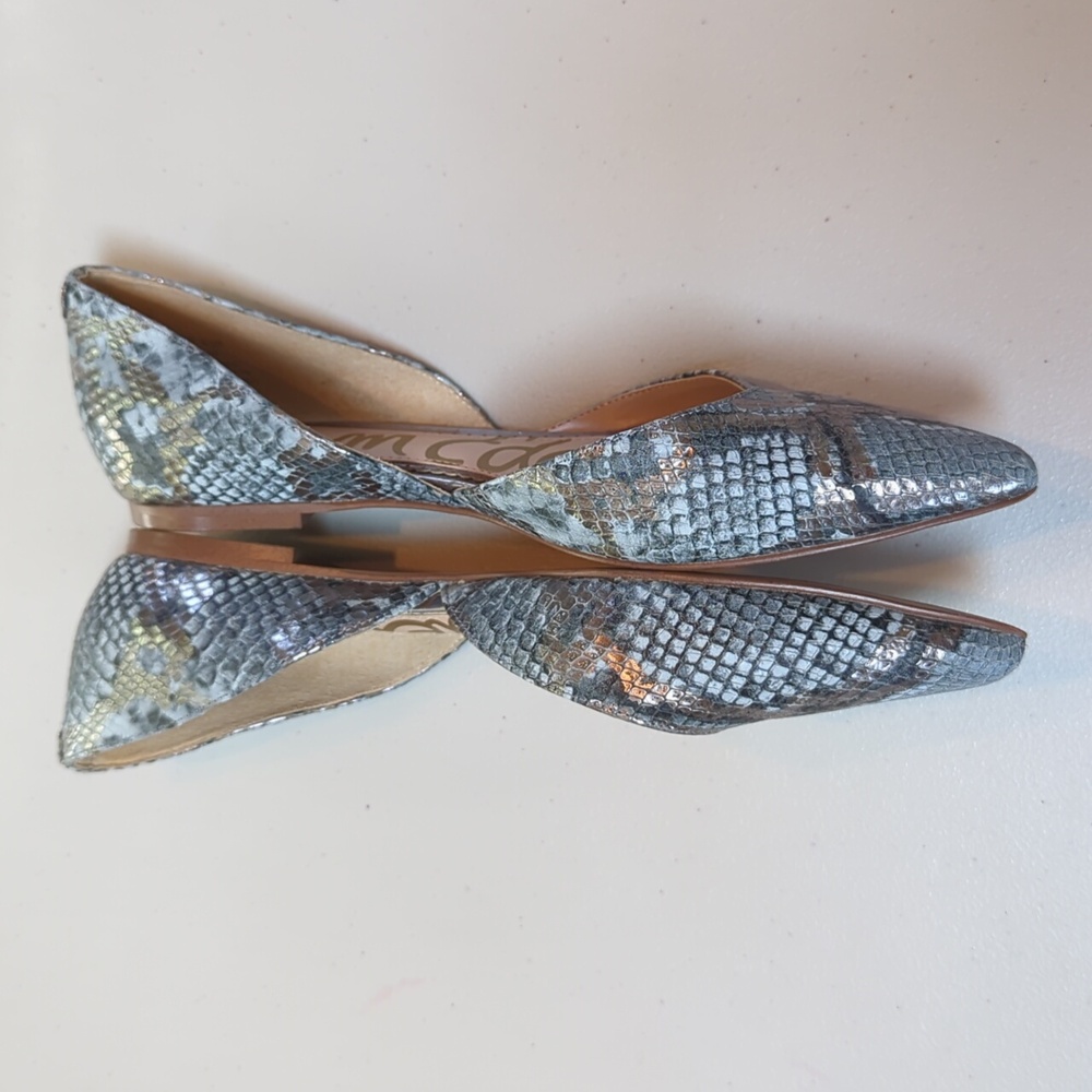 Sam Edelman, Rodney, Blue/Silver Snakeskin Flats. Size 9 - Picture 4 of 10